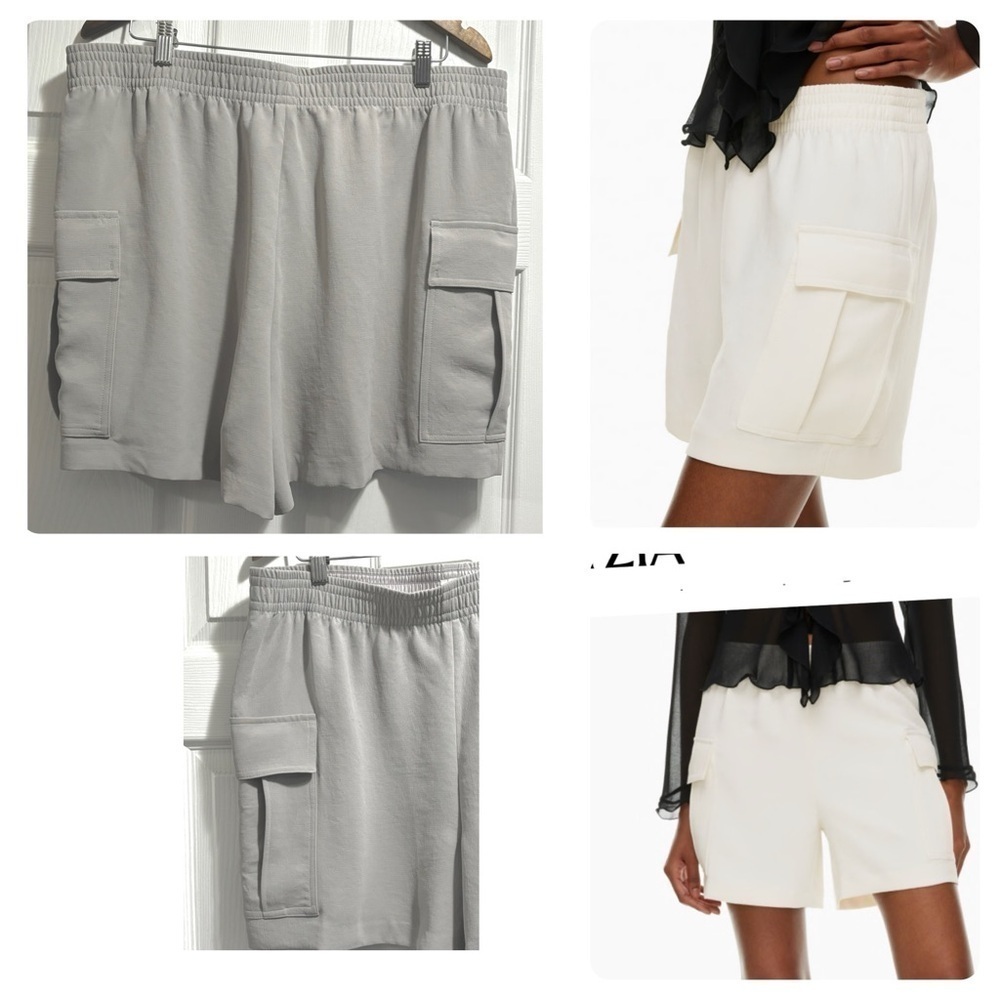 Aritzia Wilfred Highlight Cargo Shorts Crepette Ashen Relaxed Fit Sz XL Like New